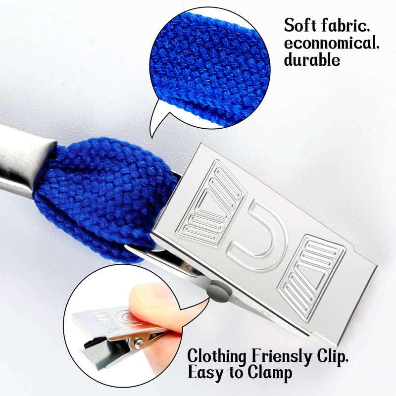 LOCONHA 100Pcs Clear Plastic Horizontal Name Tags Badge ID Card Holders and 100Pcs Lanyards with Clip (Blue) - Image 5